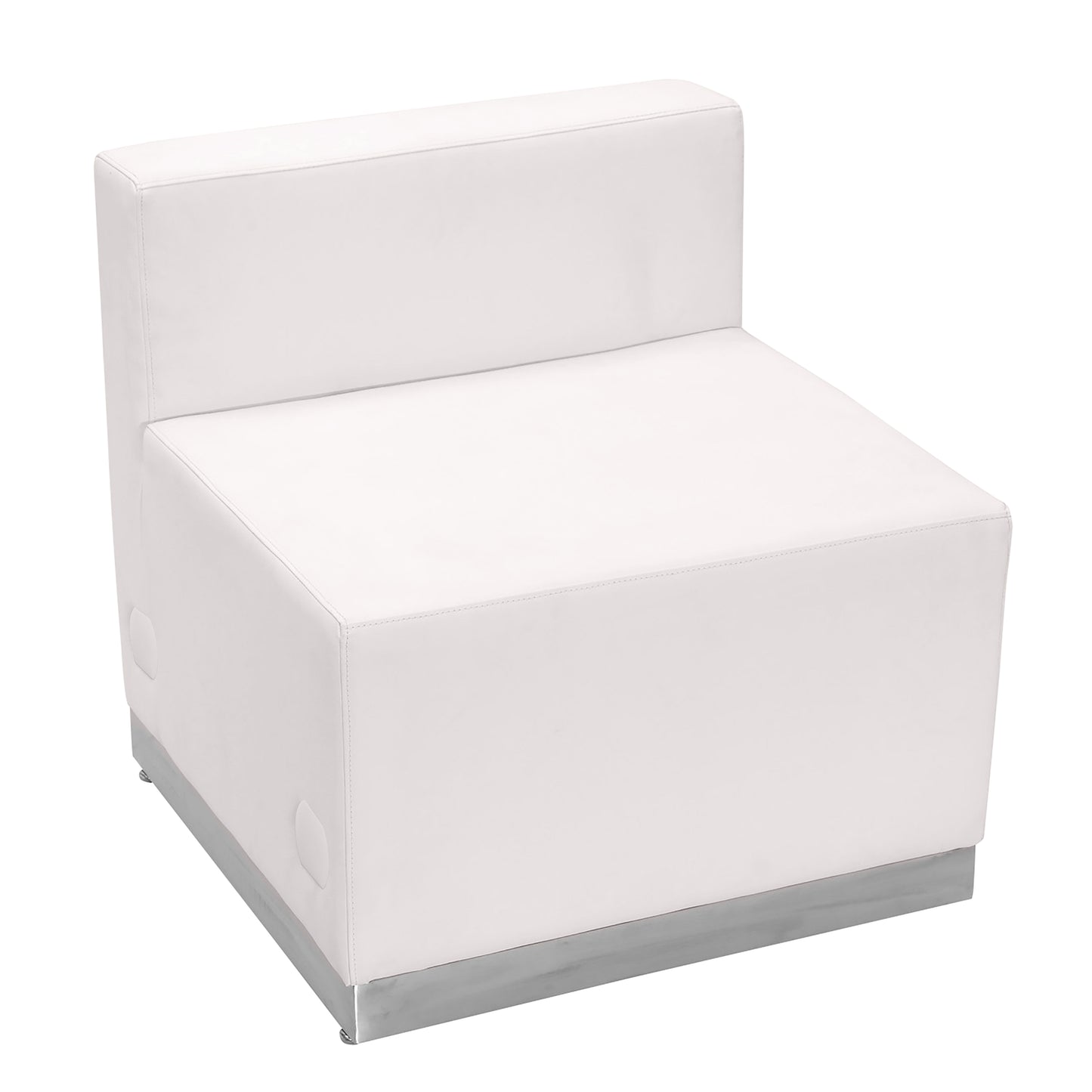 HERCULES Alon Series Melrose White LeatherSoft Chair with Brushed Stainless Steel Base Melrose White