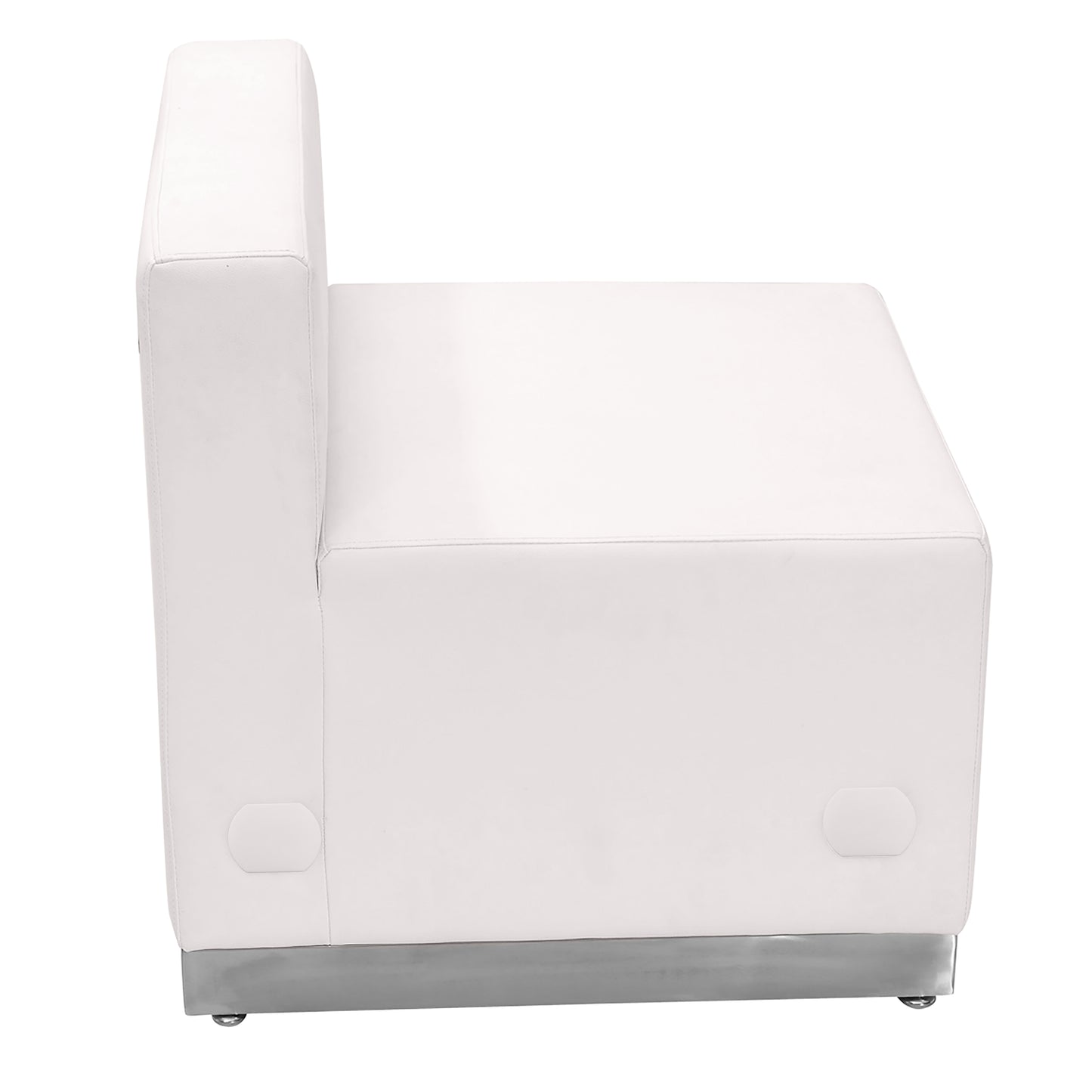 HERCULES Alon Series Melrose White LeatherSoft Chair with Brushed Stainless Steel Base Melrose White