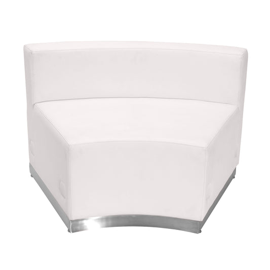 HERCULES Alon Series Melrose White LeatherSoft Concave Chair with Brushed Stainless Steel Base Melrose White