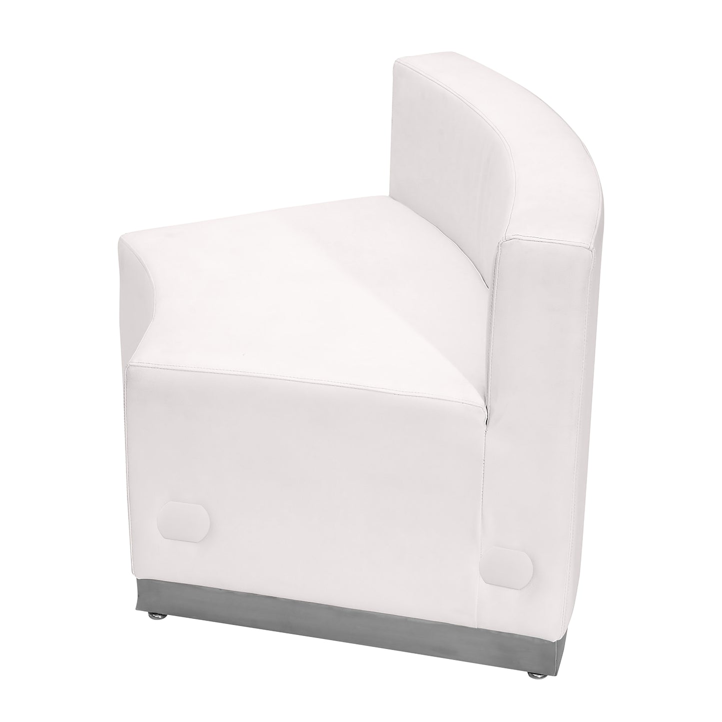 HERCULES Alon Series Melrose White LeatherSoft Concave Chair with Brushed Stainless Steel Base Melrose White