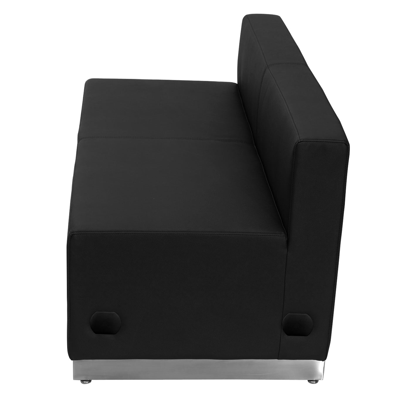 HERCULES Alon Series Black LeatherSoft Loveseat with Brushed Stainless Steel Base Black
