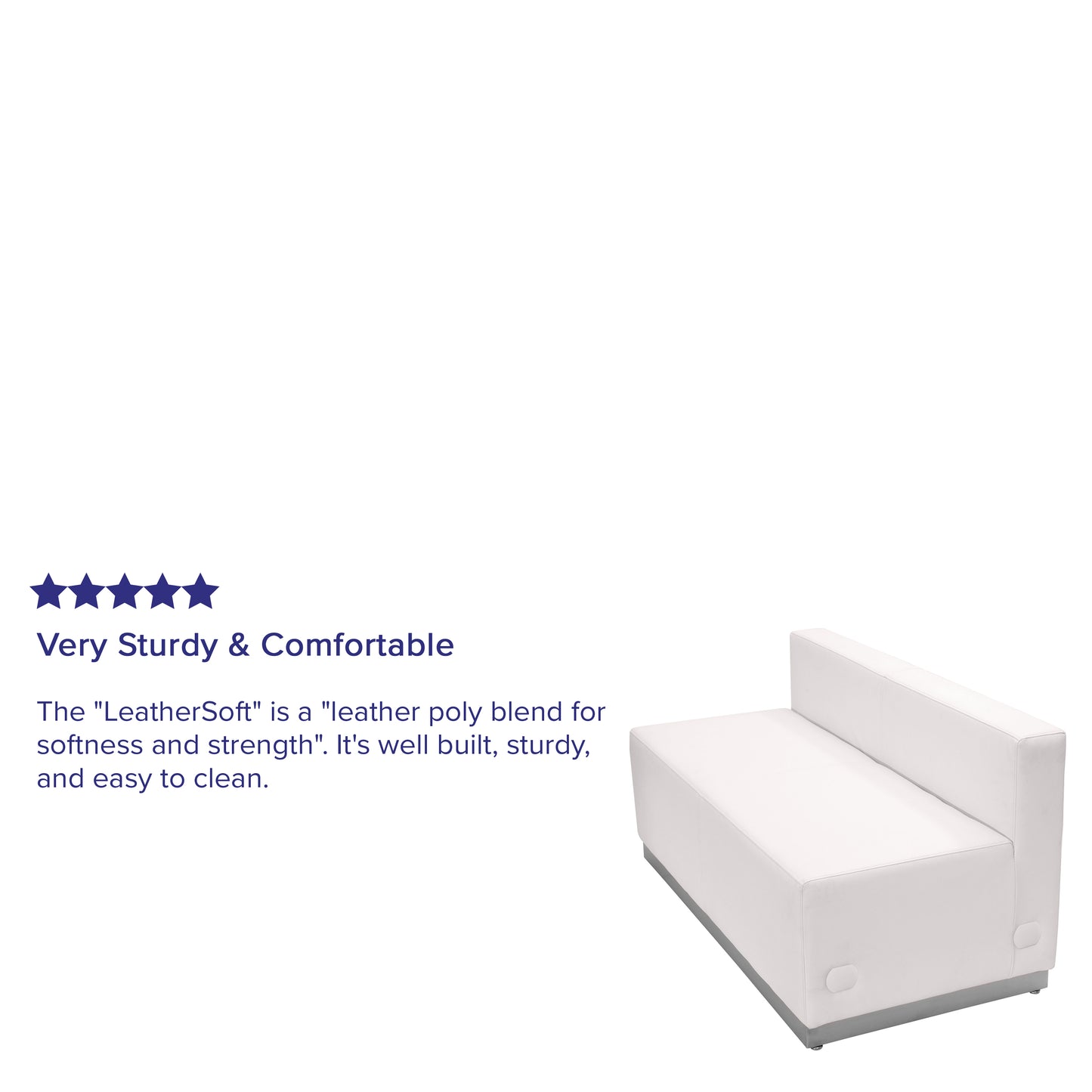 HERCULES Alon Series Melrose White LeatherSoft Loveseat with Brushed Stainless Steel Base Melrose White