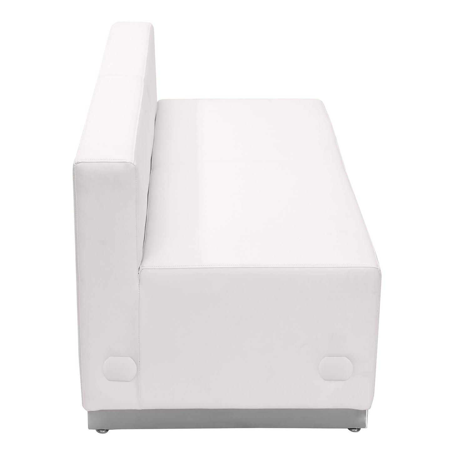HERCULES Alon Series Melrose White LeatherSoft Loveseat with Brushed Stainless Steel Base Melrose White