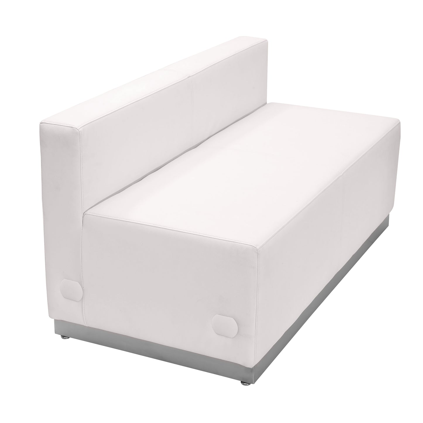 HERCULES Alon Series Melrose White LeatherSoft Loveseat with Brushed Stainless Steel Base Melrose White
