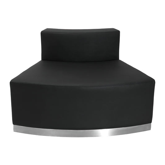 HERCULES Alon Series Black LeatherSoft Convex Chair with Brushed Stainless Steel Base Black