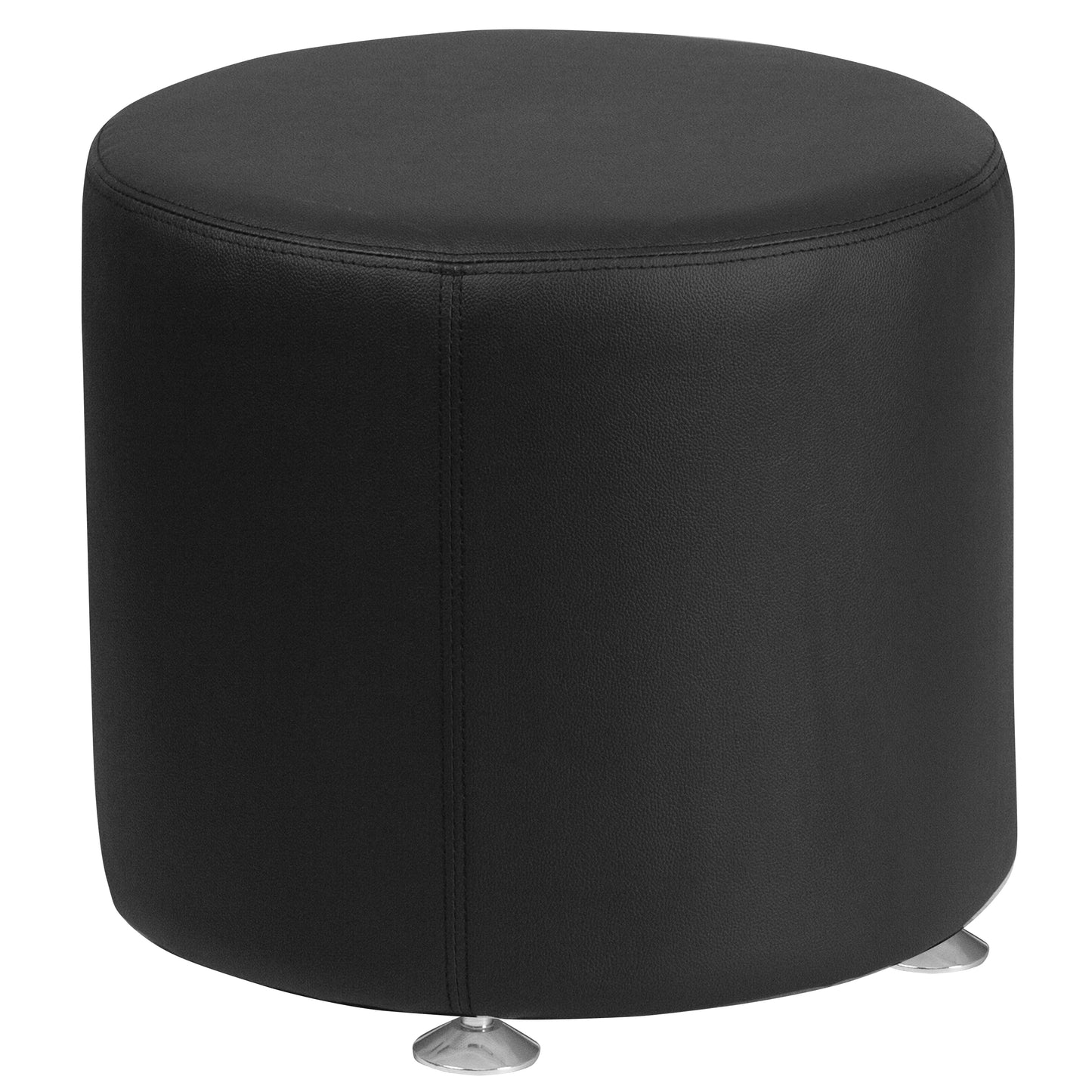 HERCULES Alon Series Black LeatherSoft 18'' Round Ottoman Black ZB-803-RD-18-BK-GG