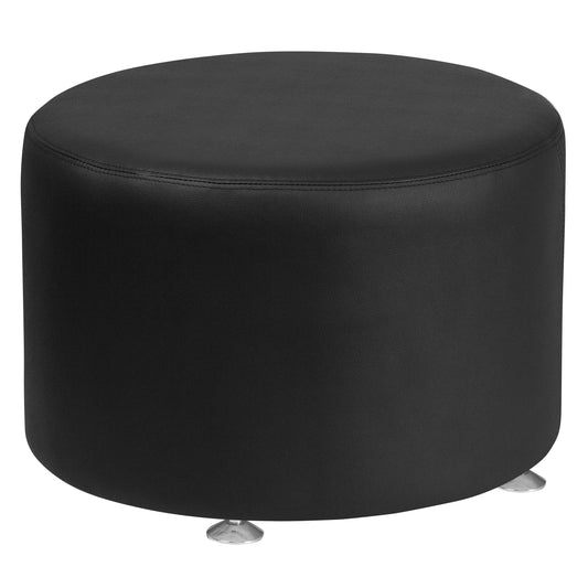 HERCULES Alon Series Black LeatherSoft 24'' Round Ottoman Black