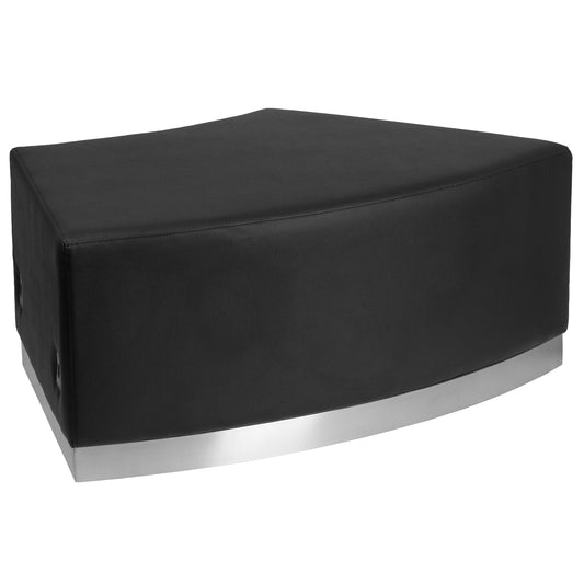 HERCULES Alon Series Black LeatherSoft Backless Convex Chair with Brushed Stainless Steel Base Black