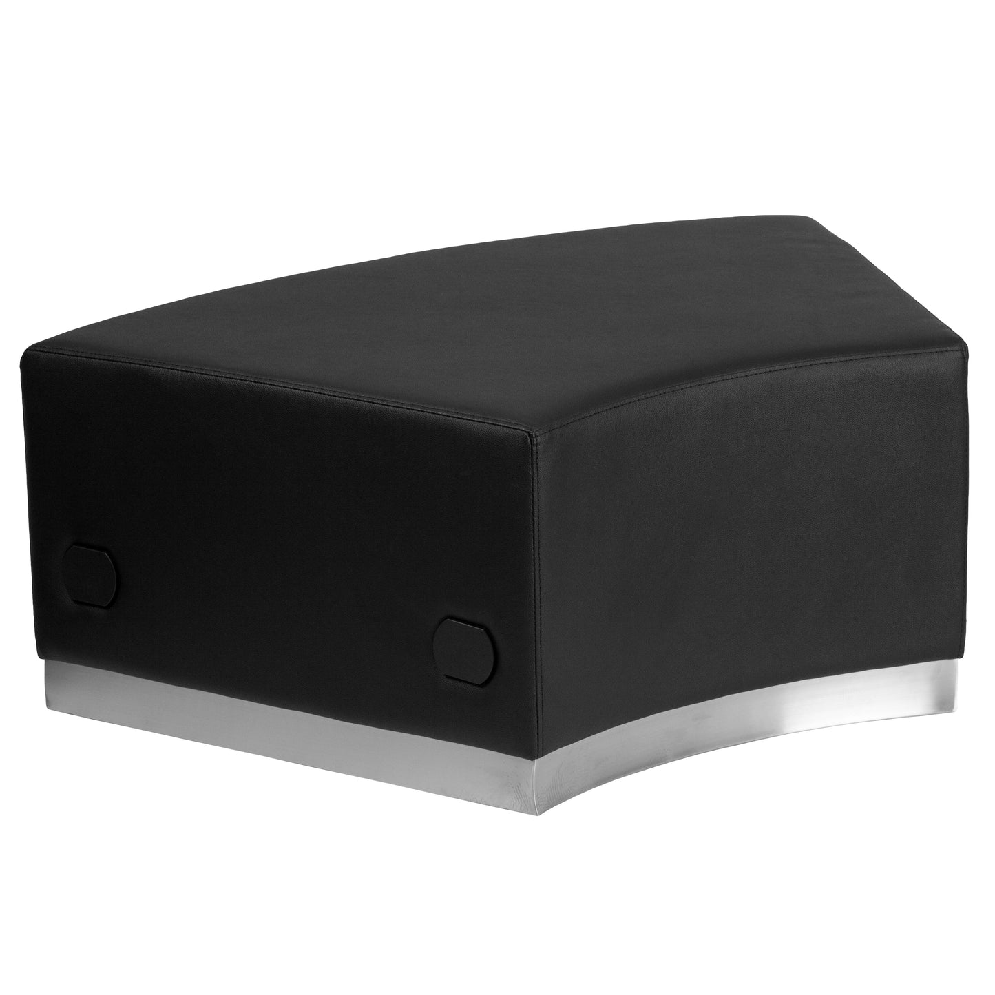 HERCULES Alon Series Black LeatherSoft Backless Convex Chair with Brushed Stainless Steel Base Black