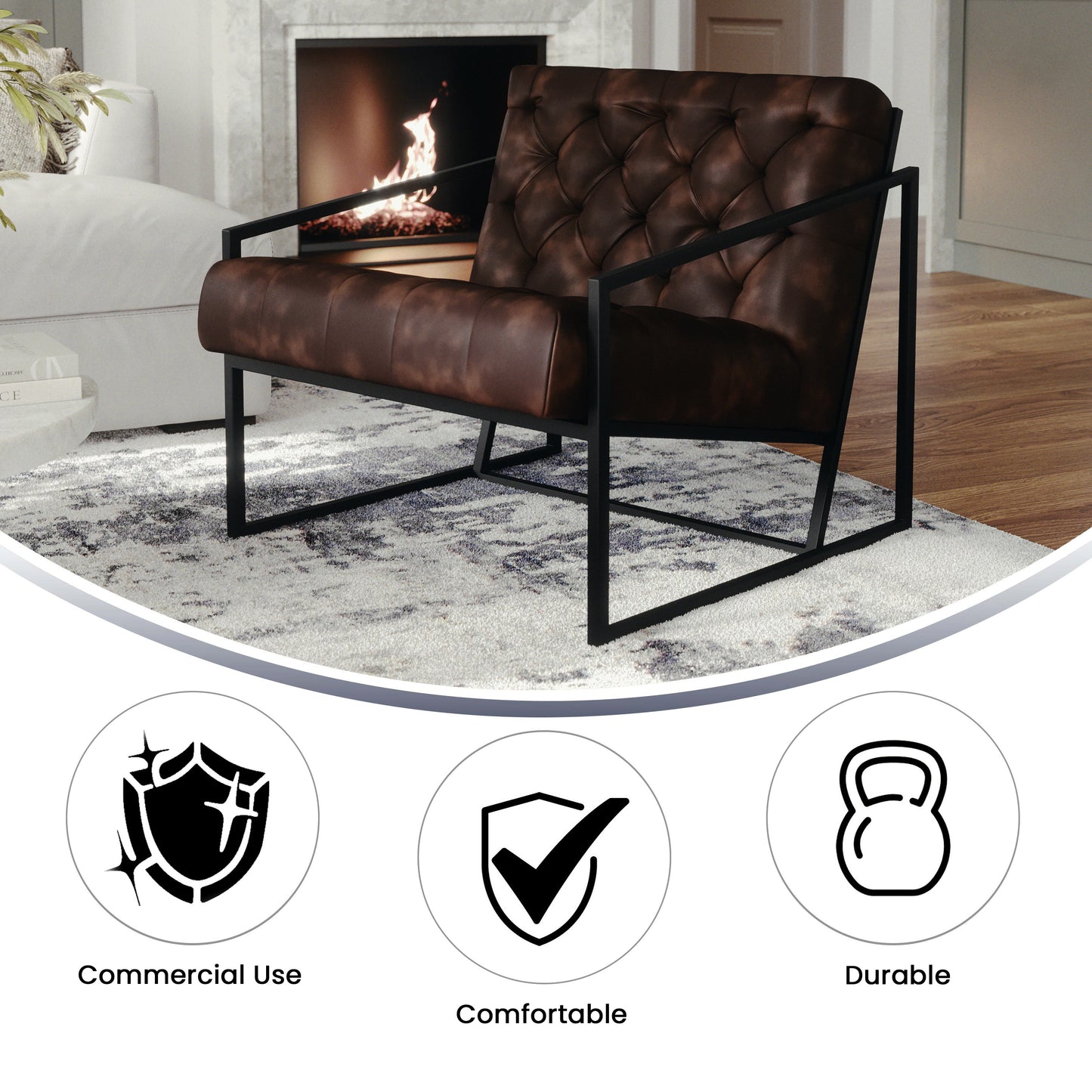 HERCULES Madison Series Bomber Jacket LeatherSoft Tufted Lounge Chair Bomber Jacket