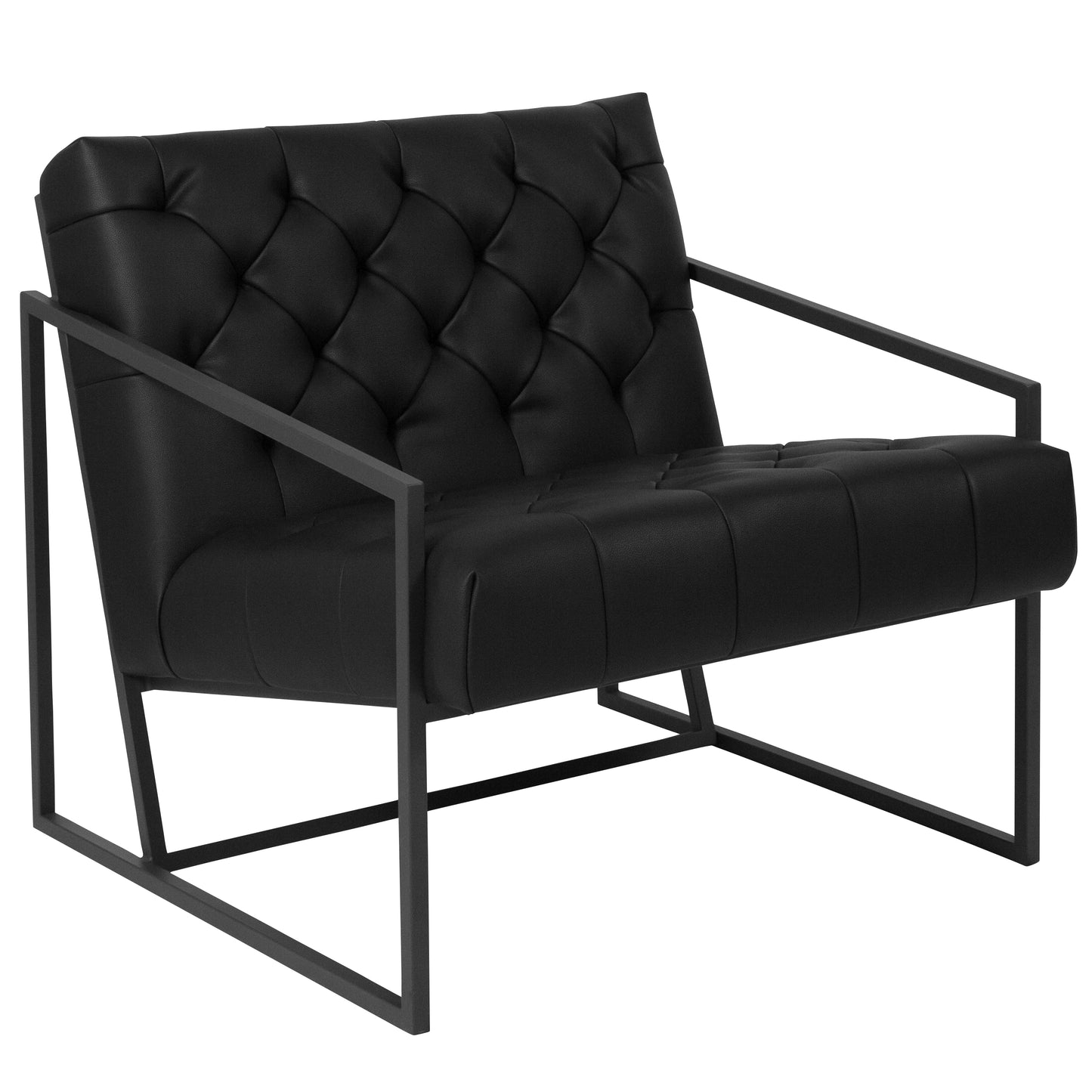 HERCULES Madison Series Black LeatherSoft Tufted Lounge Chair Black