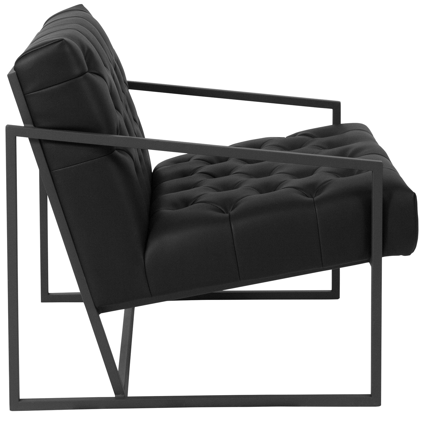 HERCULES Madison Series Black LeatherSoft Tufted Lounge Chair Black