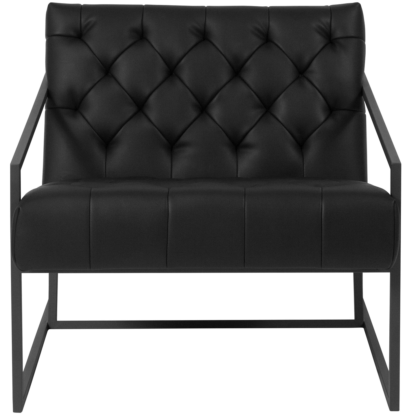 HERCULES Madison Series Black LeatherSoft Tufted Lounge Chair Black