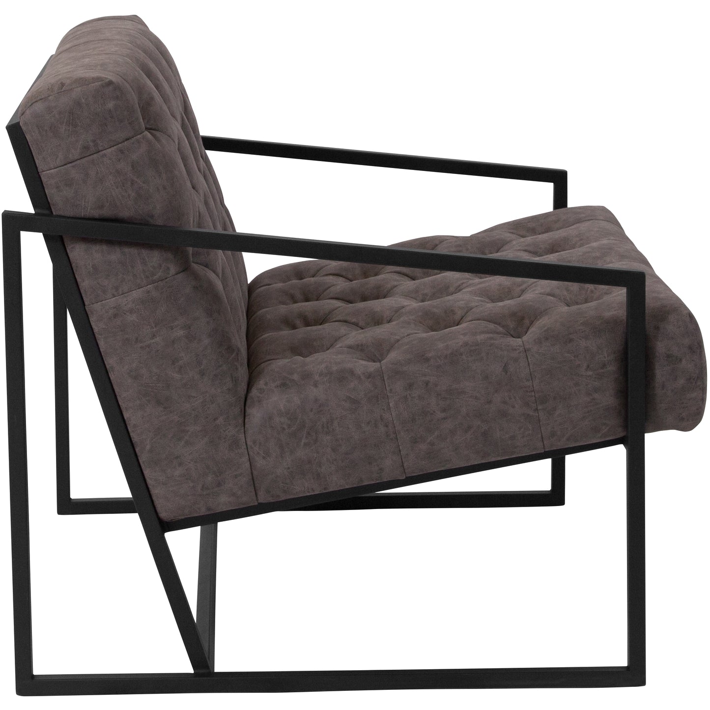 HERCULES Madison Series Retro Gray LeatherSoft Tufted Lounge Chair Retro Gray