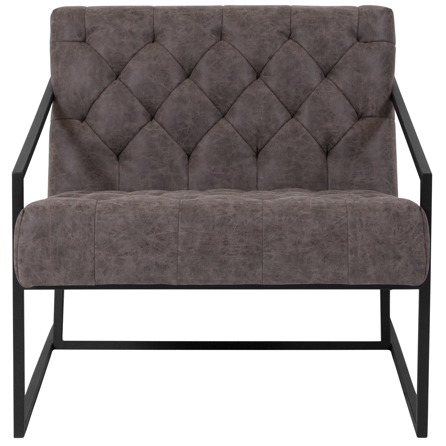 HERCULES Madison Series Retro Gray LeatherSoft Tufted Lounge Chair Retro Gray