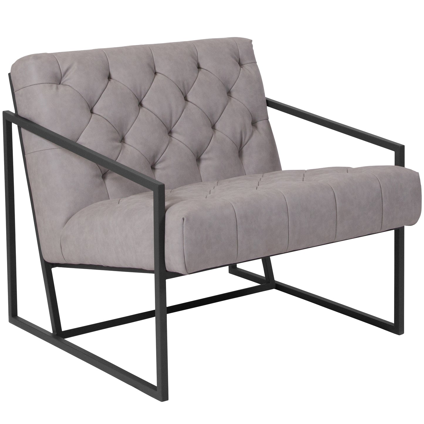 HERCULES Madison Series Retro Light Gray LeatherSoft Tufted Lounge Chair Retro Light Gray