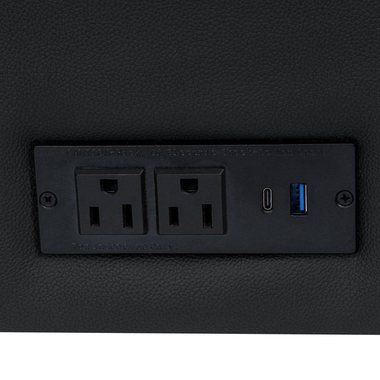 HERCULES Artemis Black LeatherSoft Reception Chair with 2 AC Outlets/1 USB/1 USB-C Ports and Solid Wood Walnut Legs with Adjustable Floor Glides Black