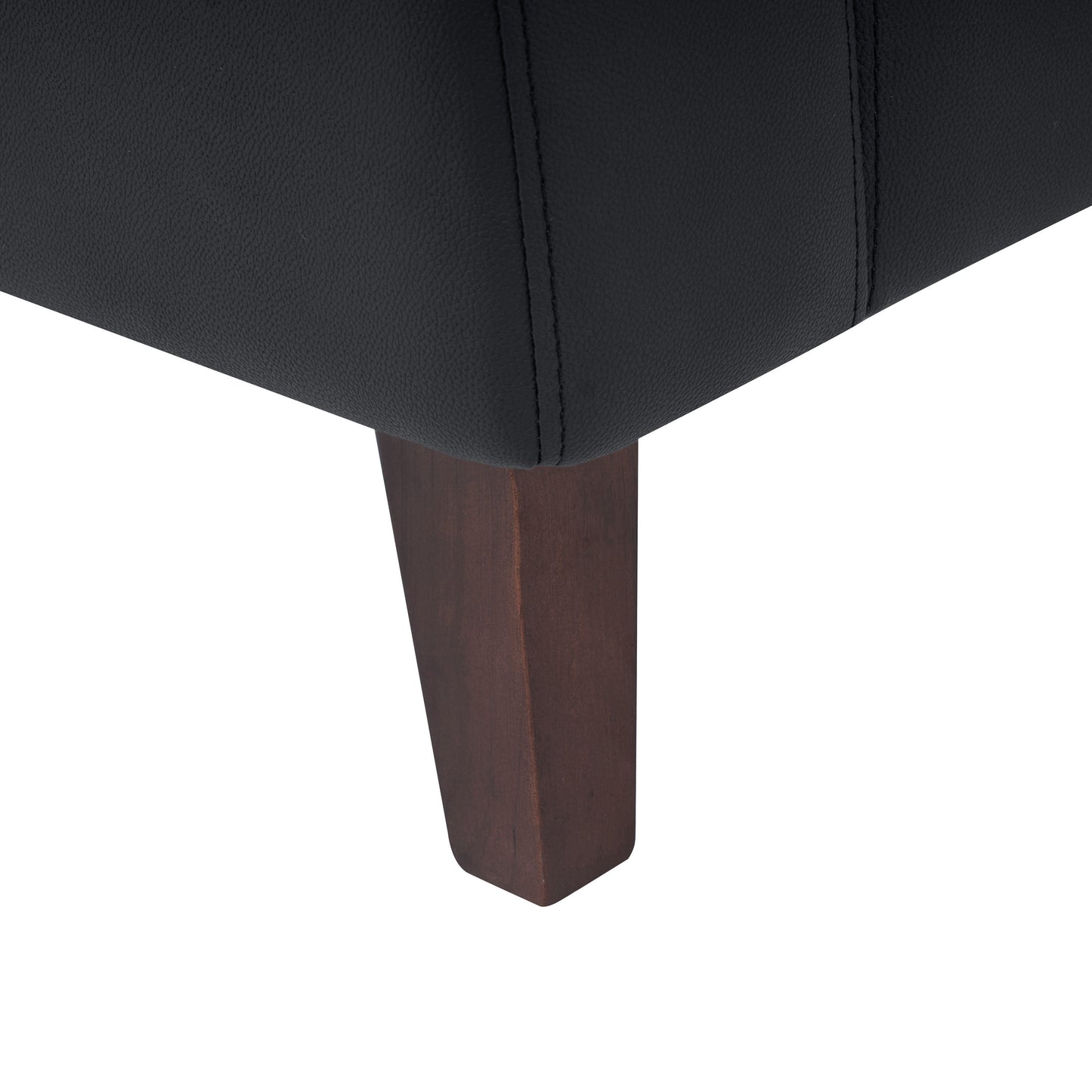 HERCULES Artemis Black LeatherSoft Reception Loveseat with 2 AC Outlets/1 USB/1 USB-C Ports and Solid Wood Walnut Legs with Adjustable Floor Glides Black