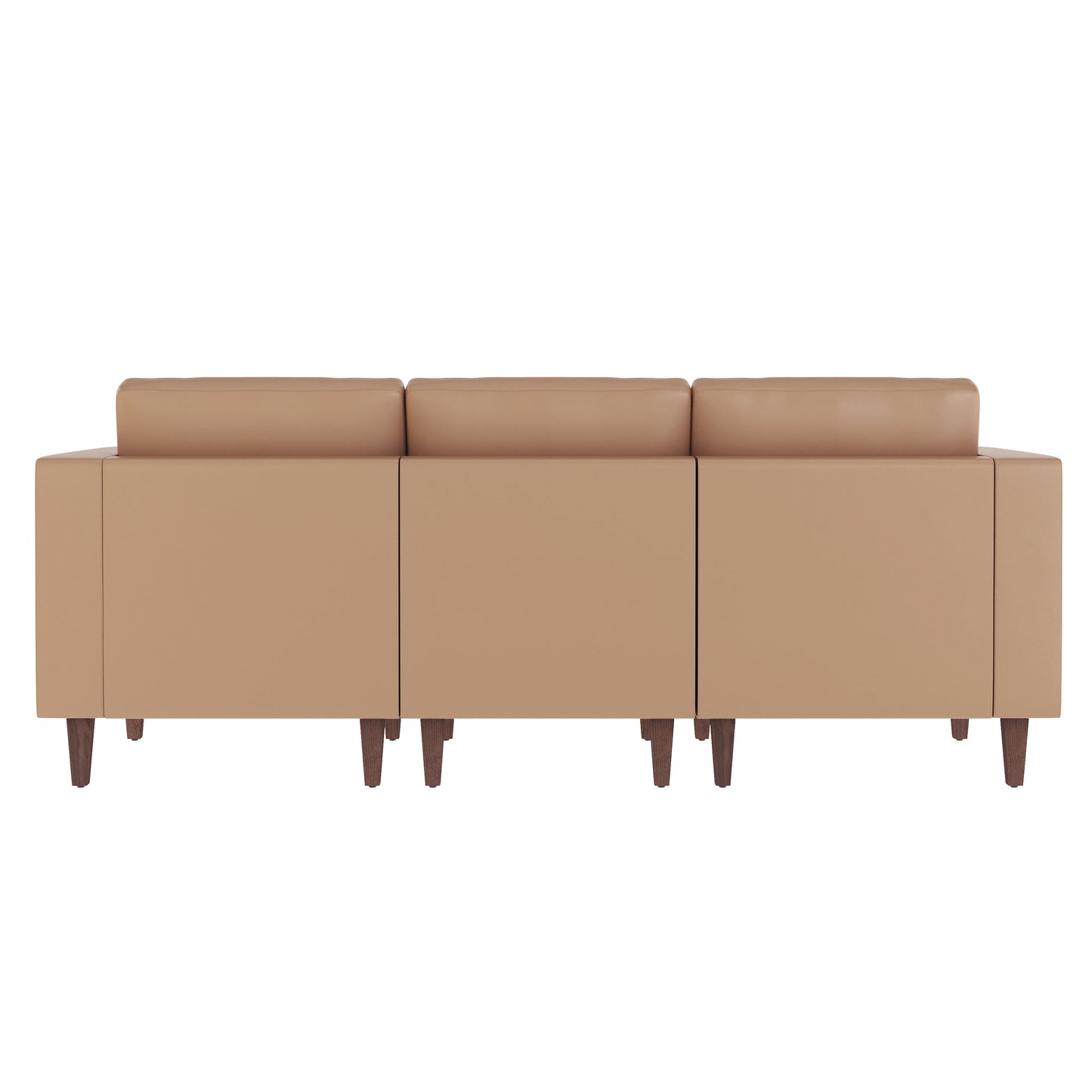 HERCULES Artemis Cognac LeatherSoft Reception Sofa with 4 AC Outlets/2 USB/2 USB-C Ports and Solid Wood Walnut Legs with Adjustable Floor Glides Cognac ZB-8921-3S-COGNAC-GG