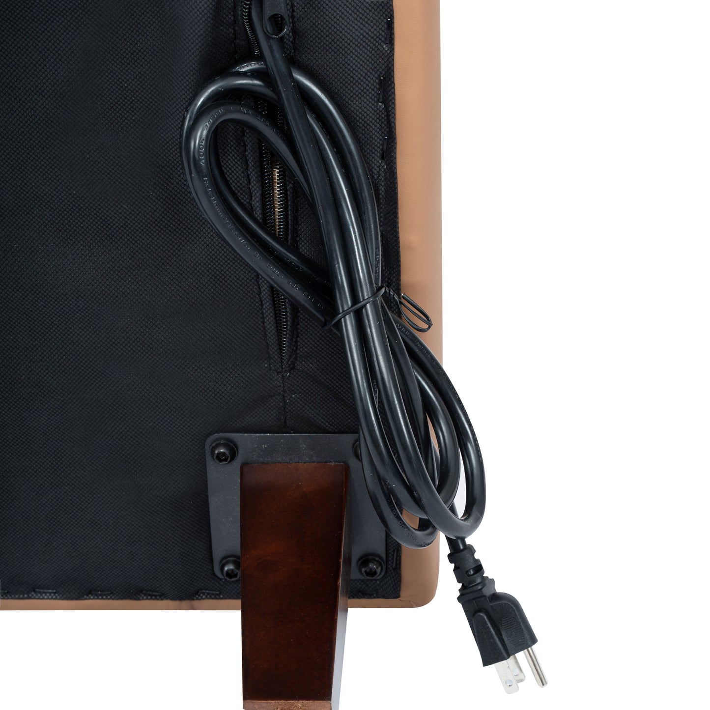 HERCULES Artemis Cognac LeatherSoft Reception Sofa with 4 AC Outlets/2 USB/2 USB-C Ports and Solid Wood Walnut Legs with Adjustable Floor Glides Cognac ZB-8921-3S-COGNAC-GG