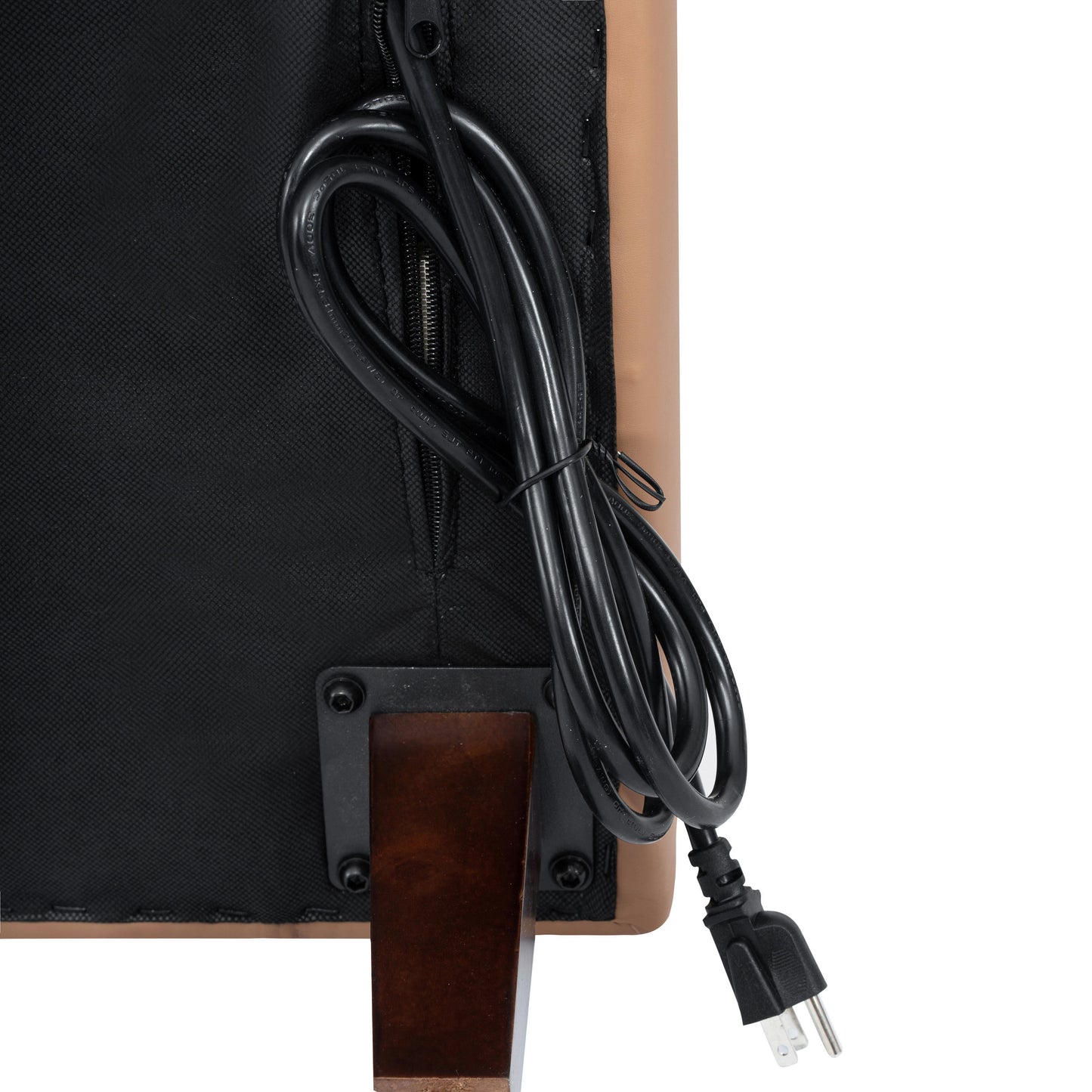 HERCULES Artemis 3 Piece Cognac LeatherSoft Reception Set, 8 AC Outlets/4 USB/4 USB-C Ports and Solid Walnut Wood Legs with Adjustable Floor Glides Cognac
