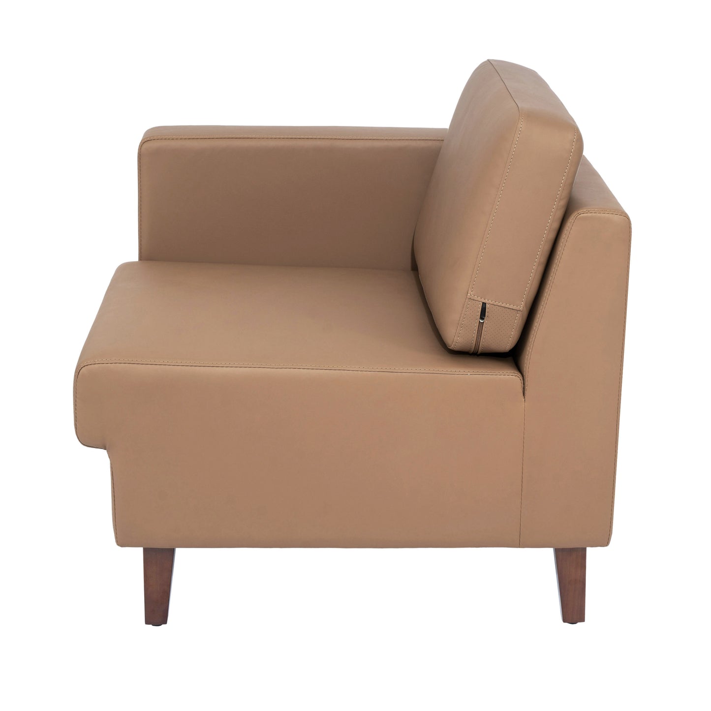 HERCULES Artemis Cognac LeatherSoft Left Arm Reception Chair, 2 AC Outlets/1 USB/1 USB-C Ports and Wooden Walnut Legs with Adjustable Floor Glides Cognac