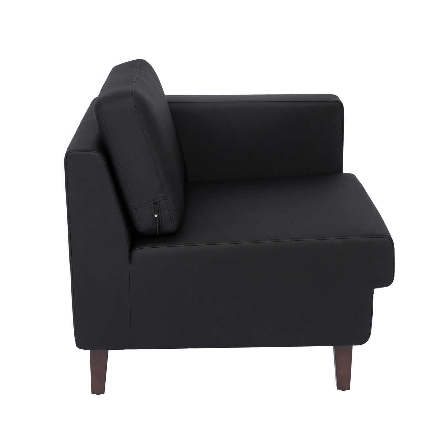 HERCULES Artemis Black LeatherSoft Right Arm Reception Chair, 2 AC Outlets/1 USB/1 USB-C Ports and Wooden Walnut Legs with Adjustable Floor Glides Black