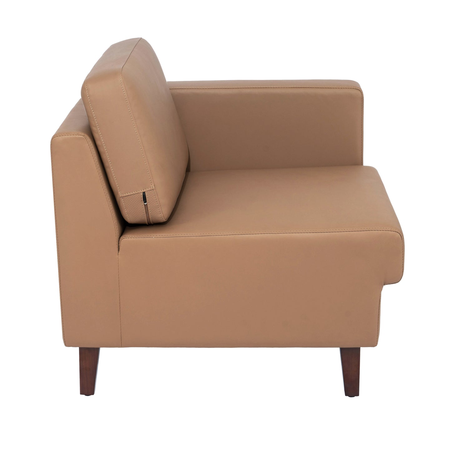 HERCULES Artemis Cognac LeatherSoft Right Arm Reception Chair, 2 AC Outlets/1 USB/1 USB-C Ports and Wooden Walnut Legs with Adjustable Floor Glides Cognac