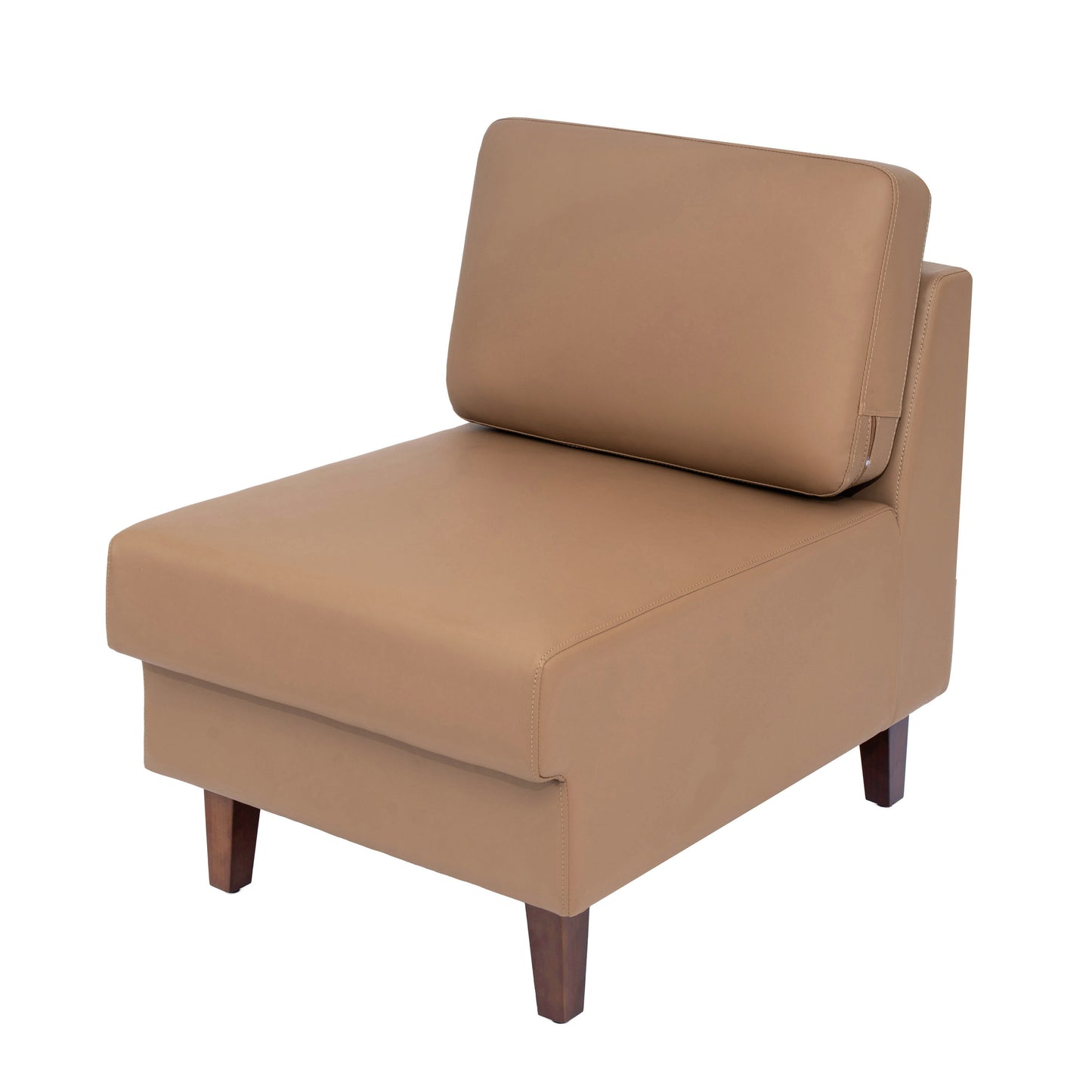 HERCULES Artemis Cognac LeatherSoft Middle Reception Chair with Wooden Walnut Legs with Adjustable Floor Glides Cognac