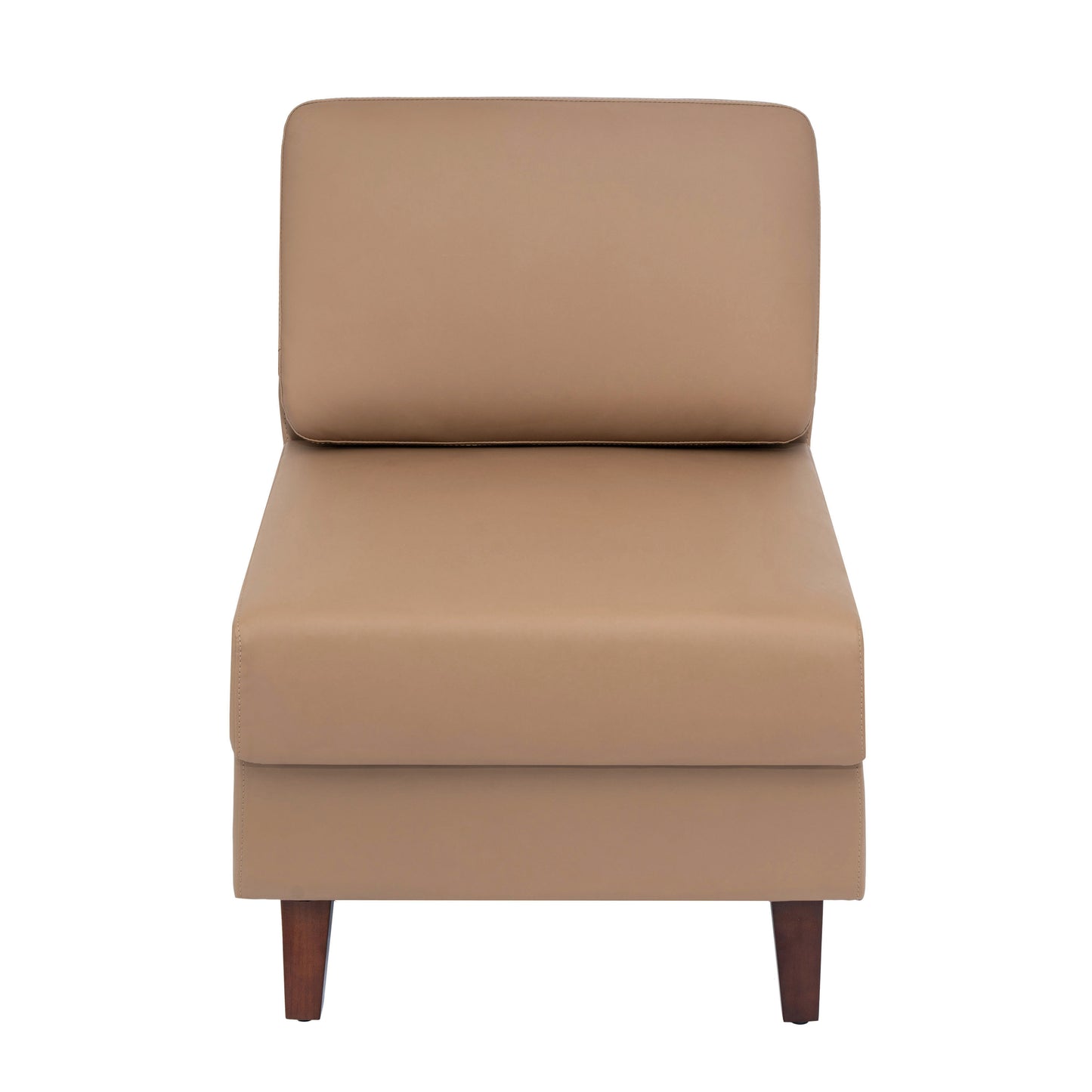 HERCULES Artemis Cognac LeatherSoft Middle Reception Chair with Wooden Walnut Legs with Adjustable Floor Glides Cognac