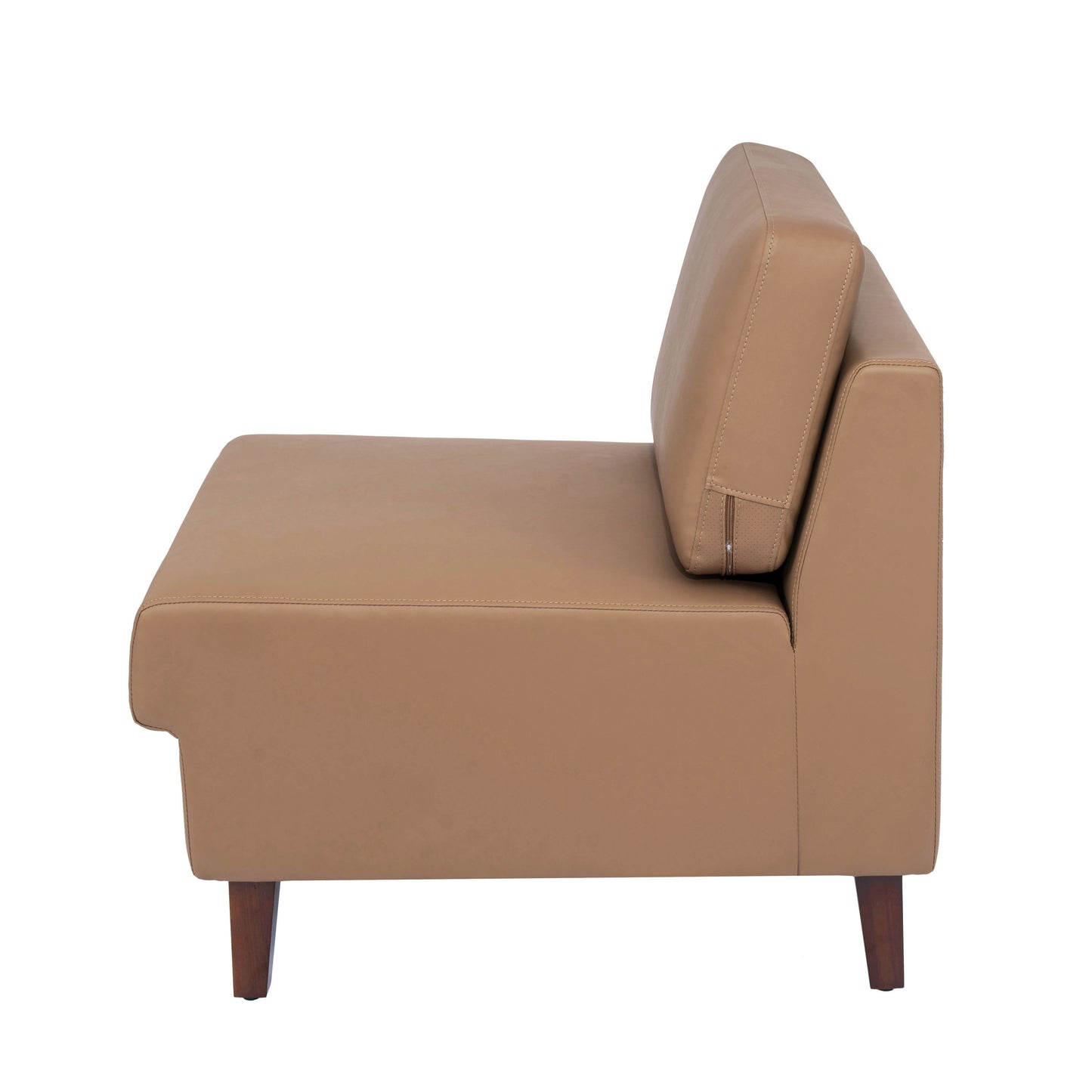 HERCULES Artemis Cognac LeatherSoft Middle Reception Chair with Wooden Walnut Legs with Adjustable Floor Glides Cognac