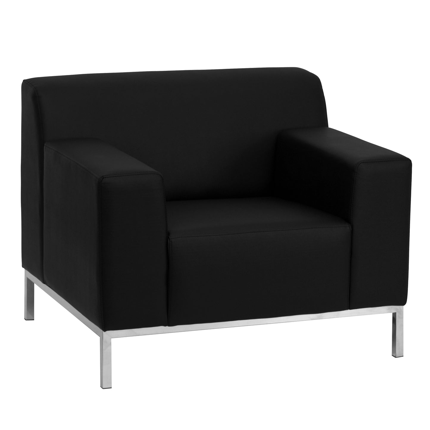 HERCULES Definity Series Contemporary Black LeatherSoft Chair with Stainless Steel Frame Black