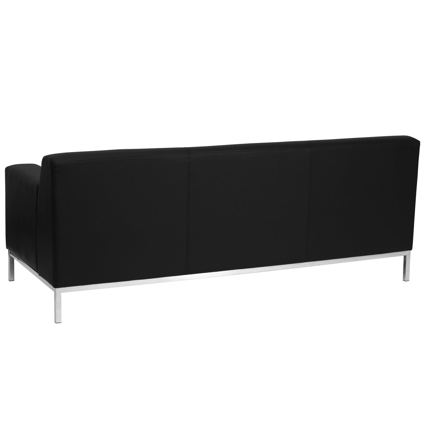 HERCULES Definity Series Contemporary Black LeatherSoft Sofa with Stainless Steel Frame Black