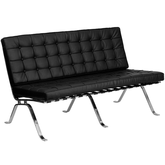 HERCULES Flash Series Black LeatherSoft Loveseat with Curved Legs Black ZB-FLASH-801-LS-BK-GG
