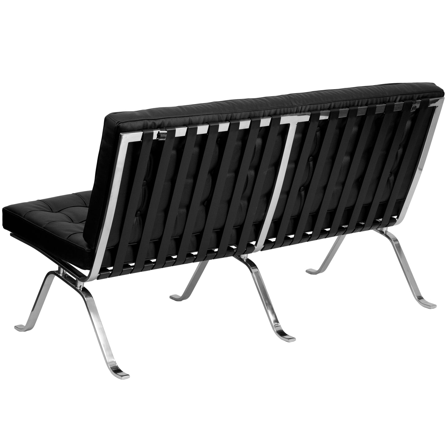HERCULES Flash Series Black LeatherSoft Loveseat with Curved Legs Black