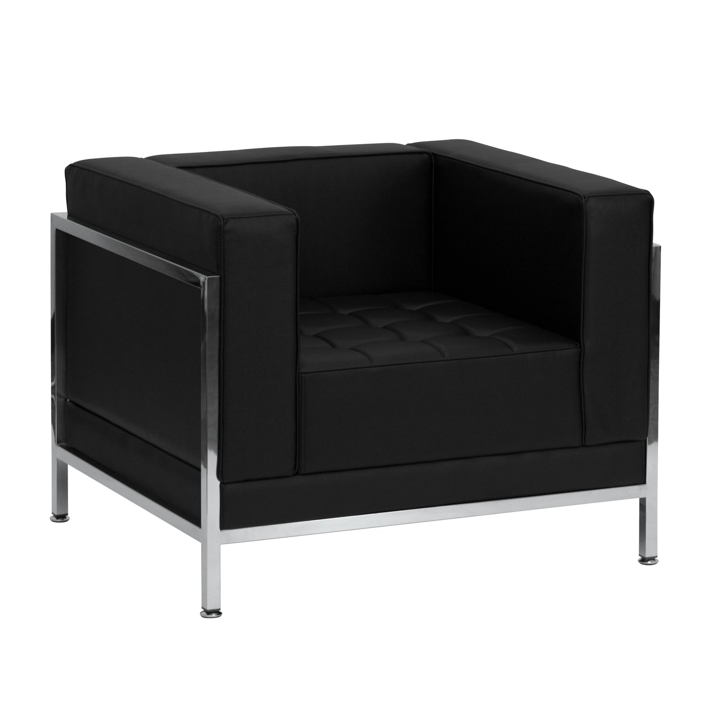 HERCULES Imagination Series Contemporary Black LeatherSoft Chair with Encasing Frame Black