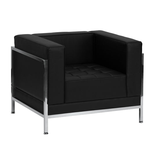 HERCULES Imagination Series Contemporary Black LeatherSoft Chair with Encasing Frame Black