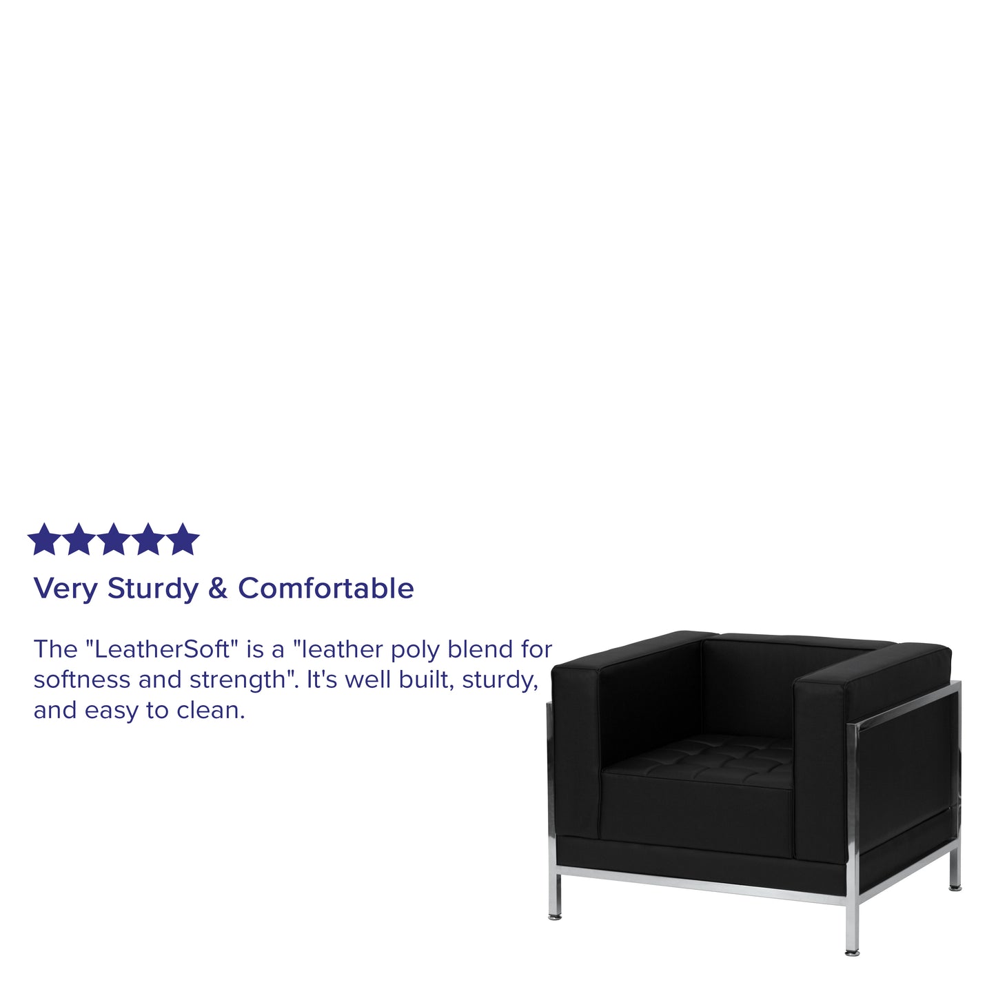 HERCULES Imagination Series Contemporary Black LeatherSoft Chair with Encasing Frame Black