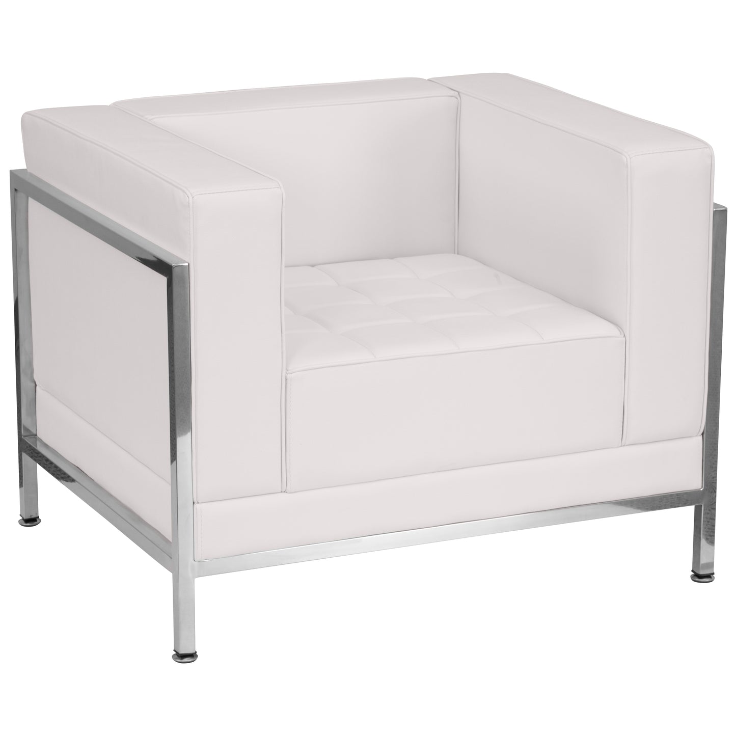 HERCULES Imagination Series Contemporary Melrose White LeatherSoft Chair with Encasing Frame Melrose White