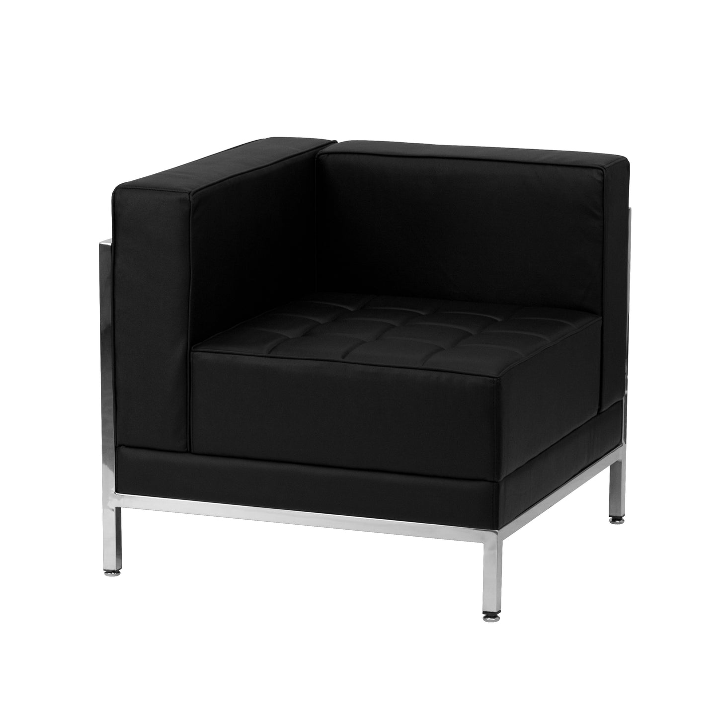 HERCULES Imagination Series Contemporary Black LeatherSoft Left Corner Chair with Encasing Frame Black ZB-IMAG-LEFT-CORNER-GG