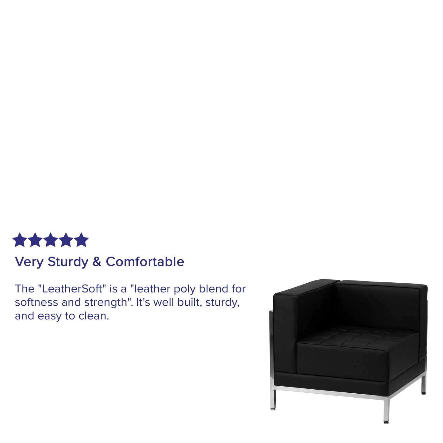 HERCULES Imagination Series Contemporary Black LeatherSoft Left Corner Chair with Encasing Frame Black ZB-IMAG-LEFT-CORNER-GG