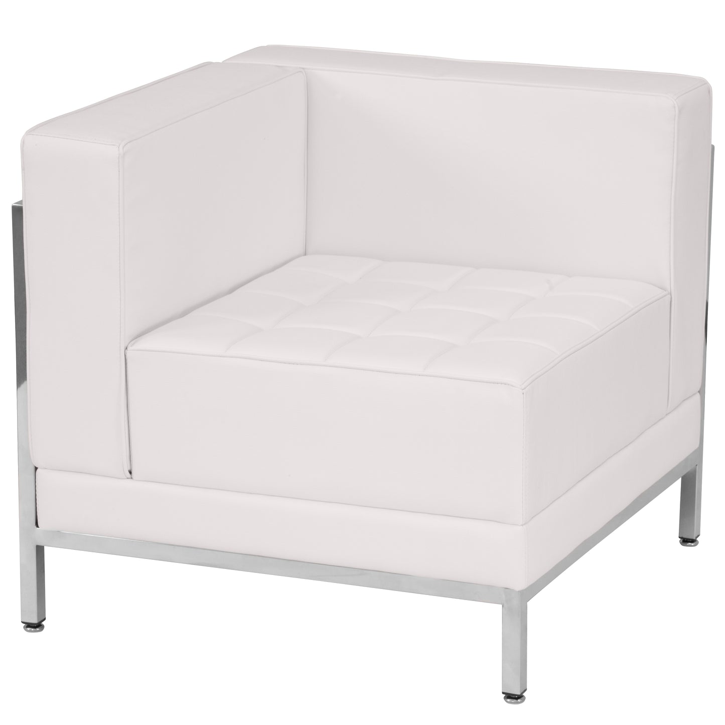 HERCULES Imagination Series Contemporary Melrose White LeatherSoft Left Corner Chair with Encasing Frame Melrose White ZB-IMAG-LEFT-CORNER-WH-GG