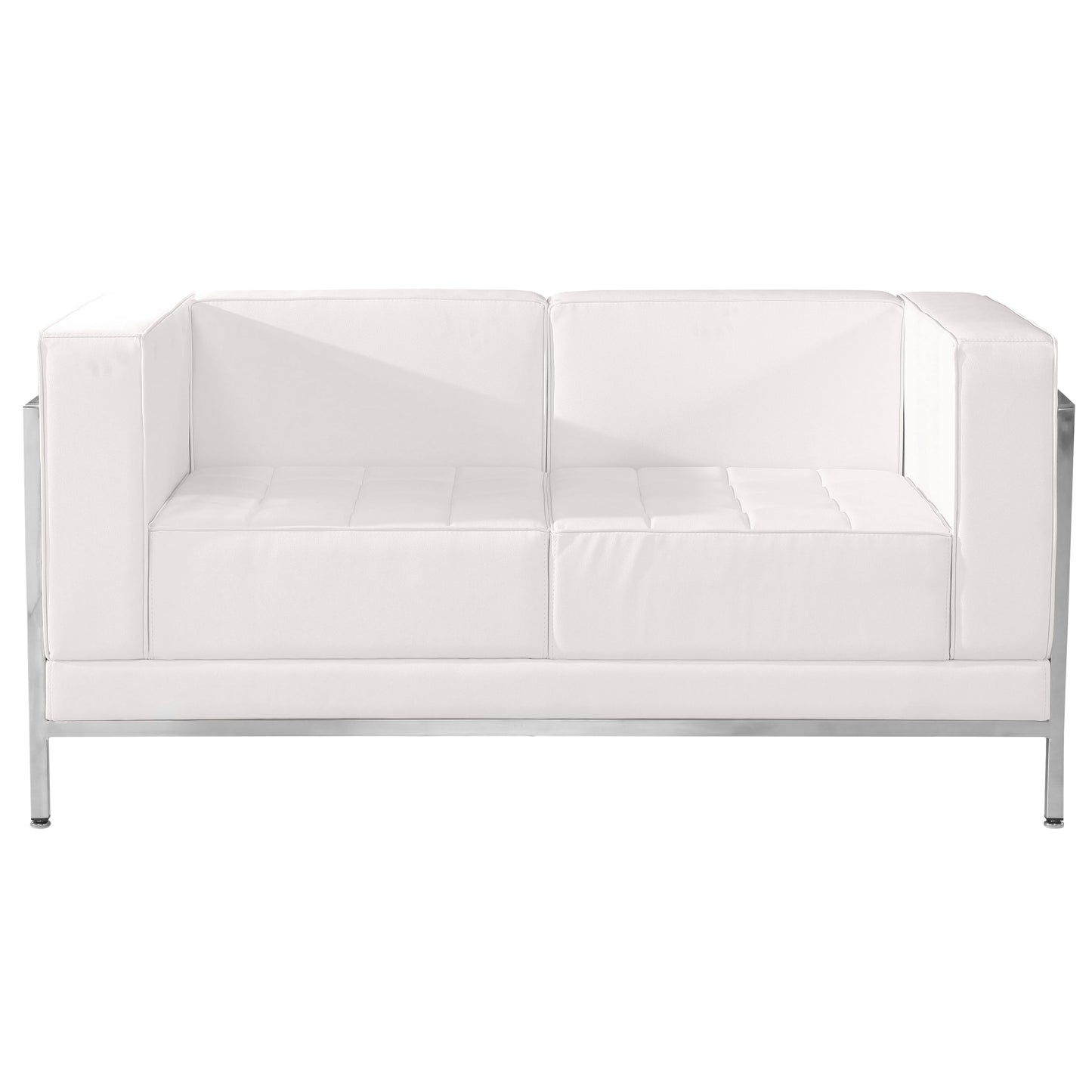 HERCULES Imagination Series Contemporary Melrose White LeatherSoft Loveseat with Encasing Frame Melrose White ZB-IMAG-LS-WH-GG