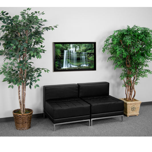HERCULES Imagination Series Black LeatherSoft Lounge Set with Ganging Clips, 2 Pieces Black