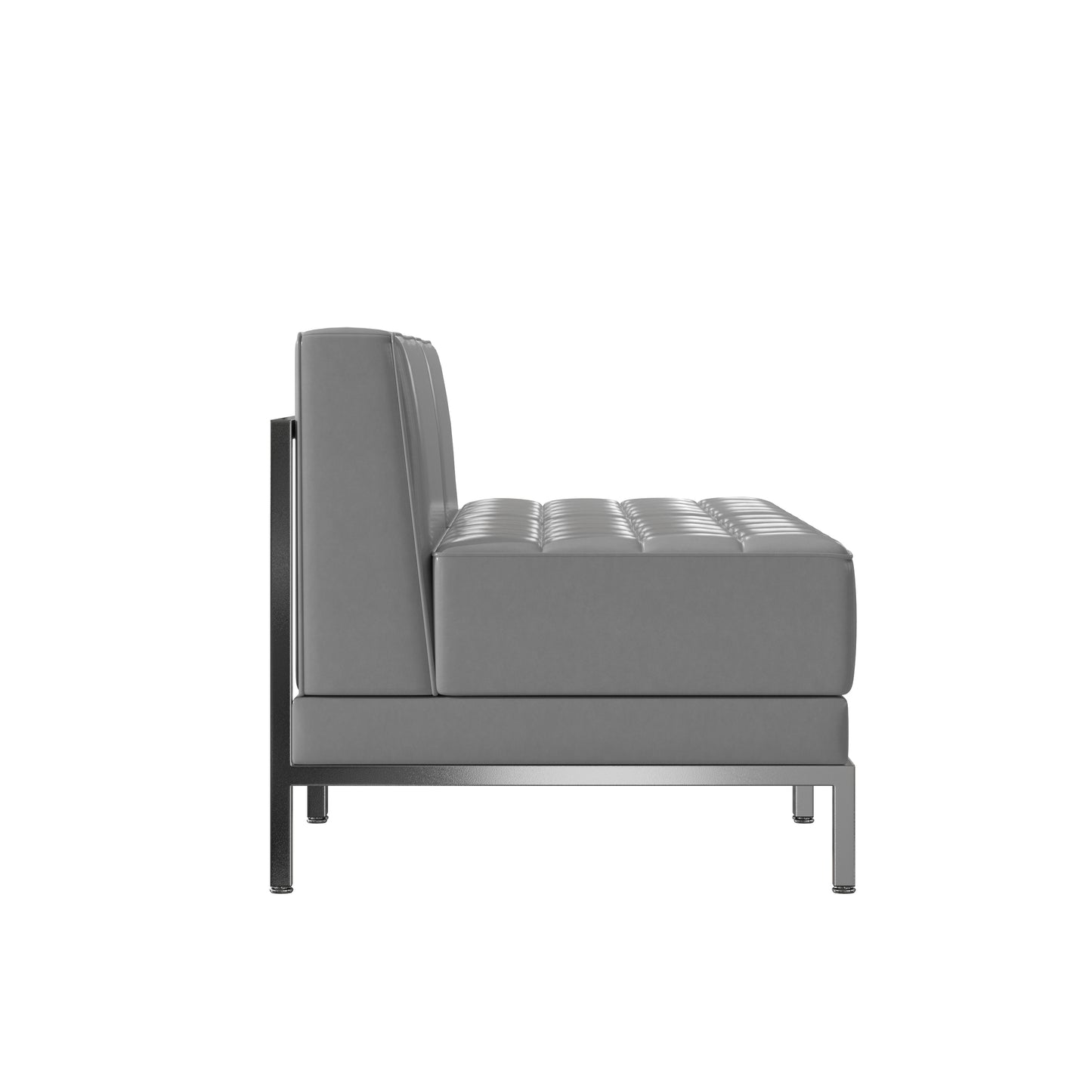 HERCULES Imagination Series 2 Piece Gray LeatherSoft Waiting Room Lounge Set with Ganging Clips - Reception Bench with Ganging Clips Gray ZB-IMAG-MIDCH-2-GY-GG