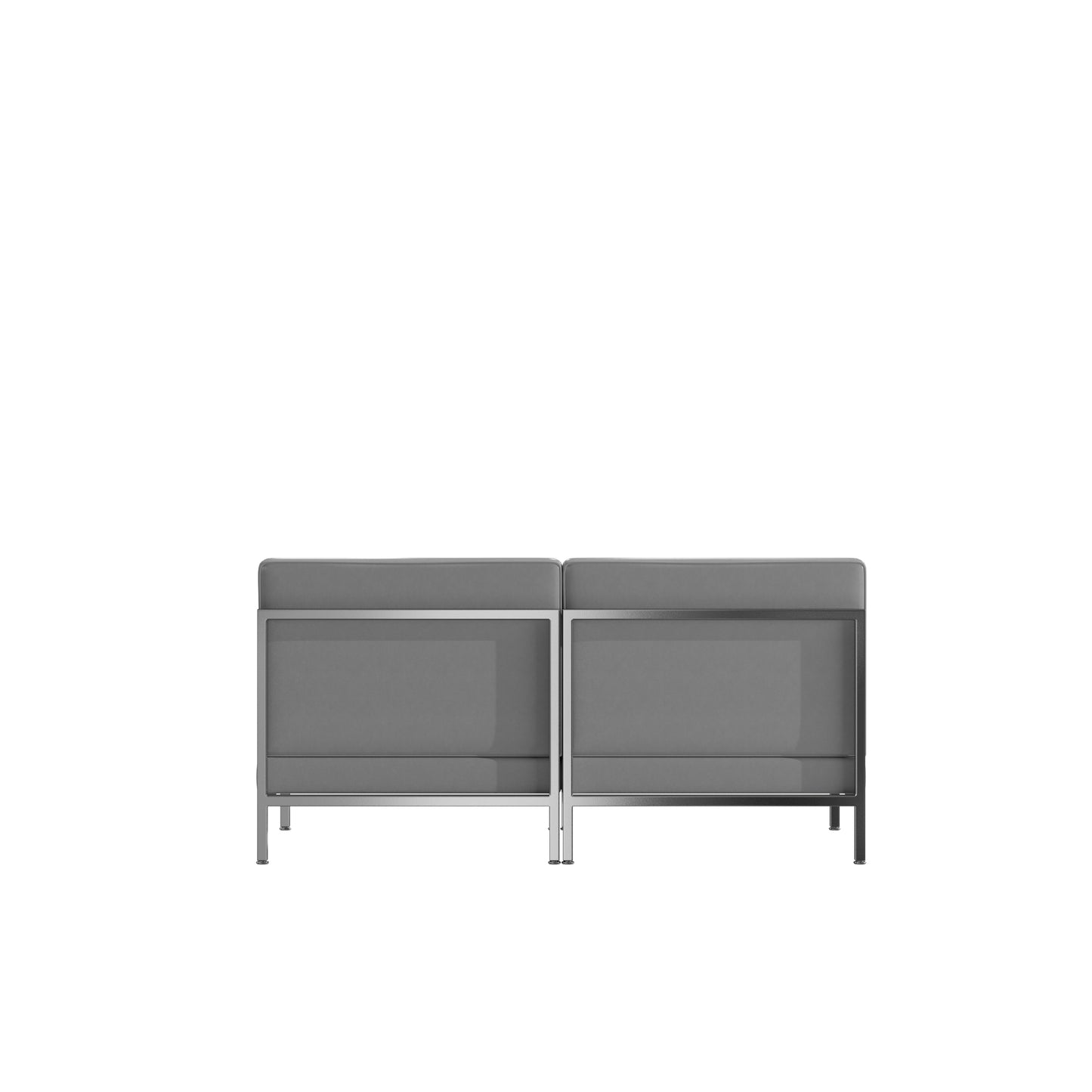 HERCULES Imagination Series 2 Piece Gray LeatherSoft Waiting Room Lounge Set with Ganging Clips - Reception Bench with Ganging Clips Gray ZB-IMAG-MIDCH-2-GY-GG