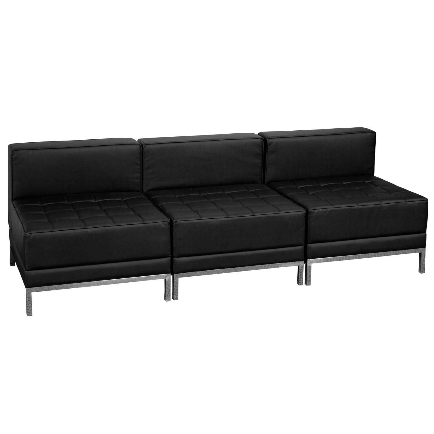 HERCULES Imagination Series Black LeatherSoft Lounge Set with Ganging Clips, 3 Pieces Black