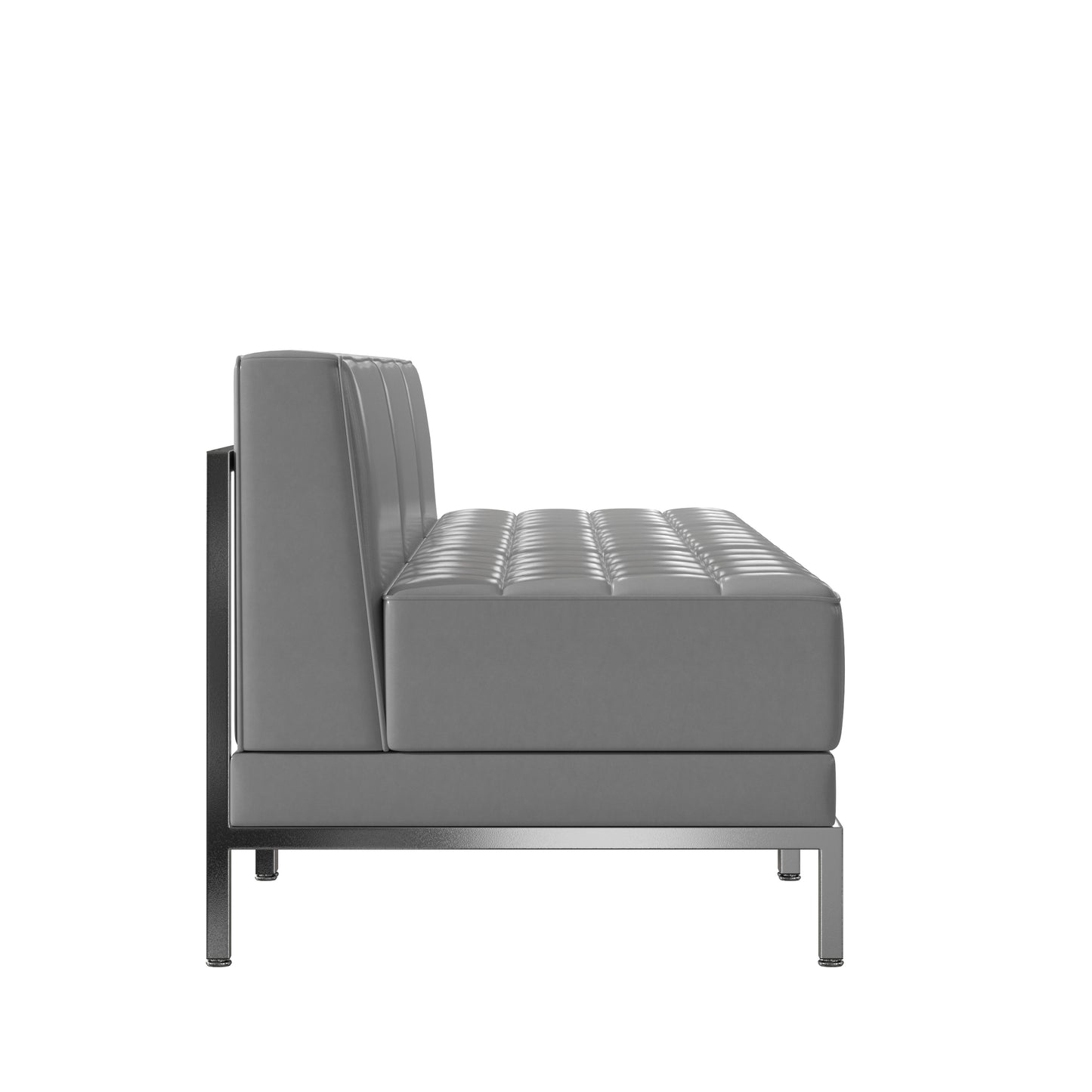 HERCULES Imagination Series 3 Piece Gray LeatherSoft Waiting Room Lounge Set with Ganging Clips - Reception Bench with Ganging Clips Gray ZB-IMAG-MIDCH-3-GY-GG