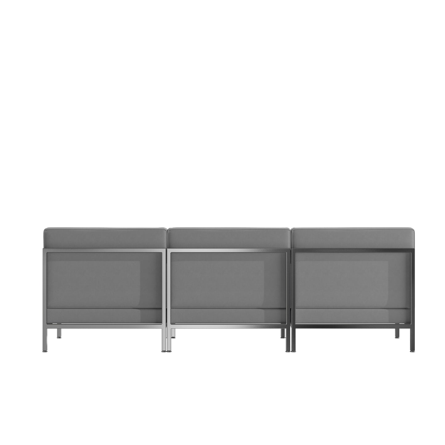 HERCULES Imagination Series 3 Piece Gray LeatherSoft Waiting Room Lounge Set with Ganging Clips - Reception Bench with Ganging Clips Gray ZB-IMAG-MIDCH-3-GY-GG