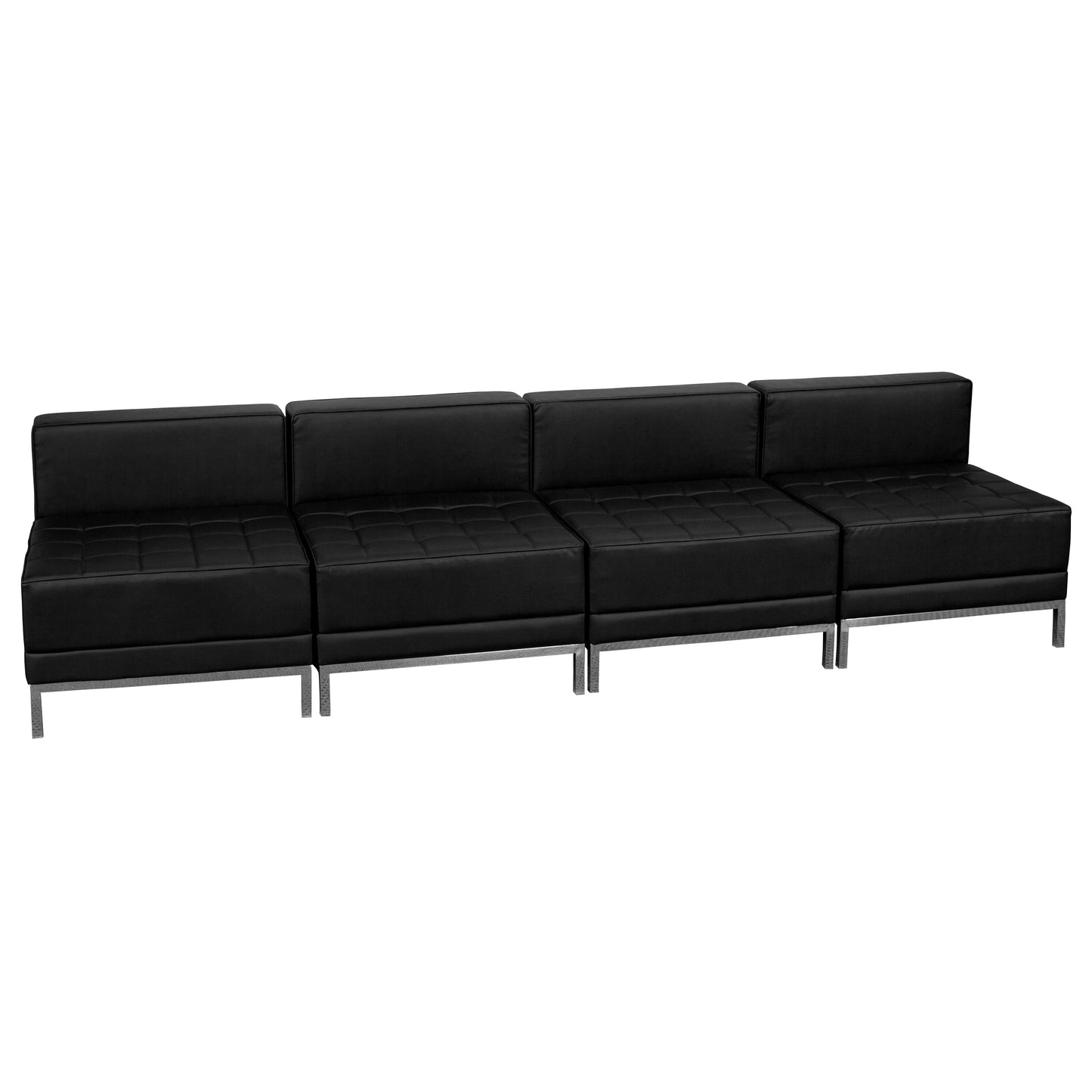 HERCULES Imagination Series Black LeatherSoft Lounge Set with Ganging Clips, 4 Pieces Black